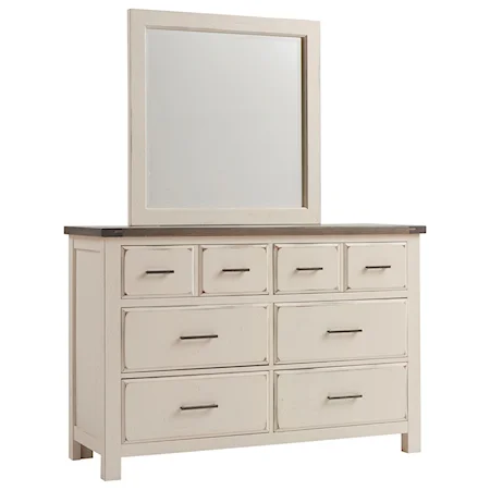 Solid Wood 6-Drawer Dresser and Mirror Set